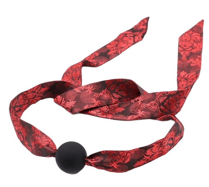 MORDAZA DE SATÉN CON ESTAMPADOS ROJOS - Imagen 6