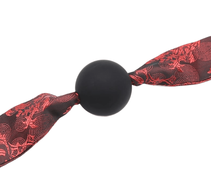 MORDAZA DE SATÉN CON ESTAMPADOS ROJOS - Imagen 4