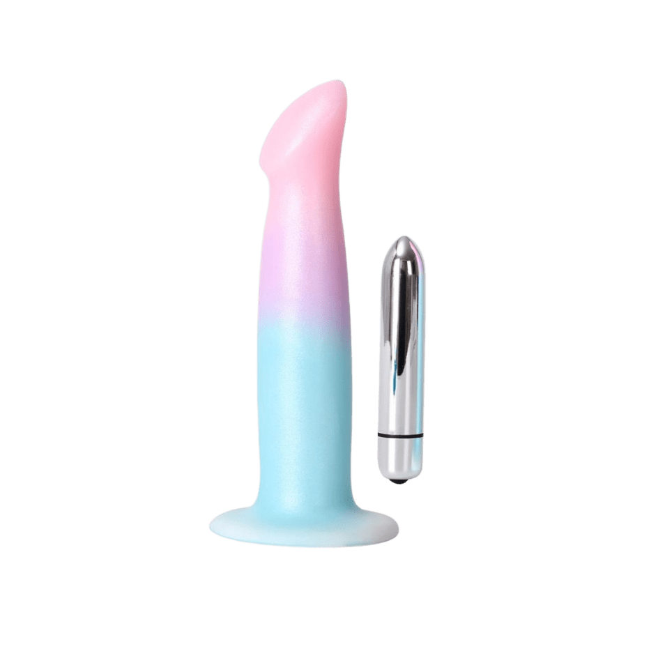 DILDO CON VIBRACIÓN Y VENTOSA COLOR DEGRADADO