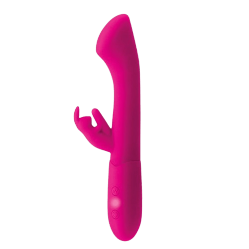 VIBRADOR PUNTO G Y CONEJITO USB SILICONA FUCSIA
