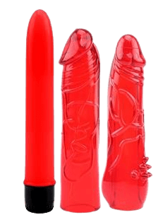 DILDO Y VIBRADOR KIT ROJO