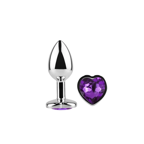 Plug de Metal con Joya Corazón Lila - Imagen 2