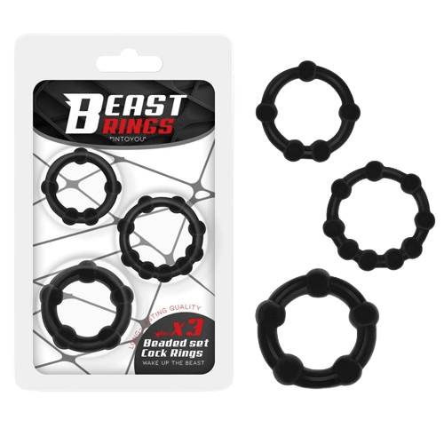 SET 3 ANILLOS PARA EL PENE FLEXIBLES NEGROS - Imagen 2