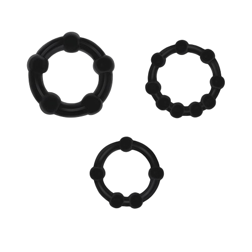 SET 3 ANILLOS PARA EL PENE FLEXIBLES NEGROS