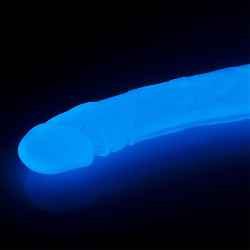 DILDO DOBLE LUMINO LUZ AZUL - Imagen 2