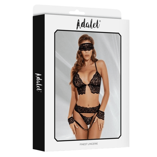 SET SUJETADOR, TANGA, ANTIFAZ Y ESPOSAS DE ENCAJE - Imagen 4