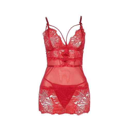 BABYDOLL ROJO ESPALDA ABIERTA Y TANGA - Imagen 3